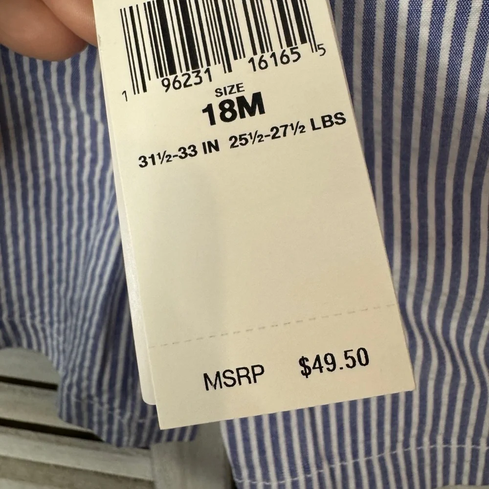 Ralph Lauren Navy and White Striped Shorts 18 Months Seersucker Classic NWT